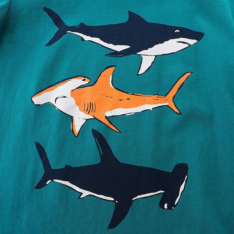 Children's T-shirt knitted cotton children's cartoon printed round neck T-shirt