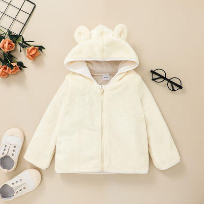 Children's Hooded Zip Shirt Solid Color Coat