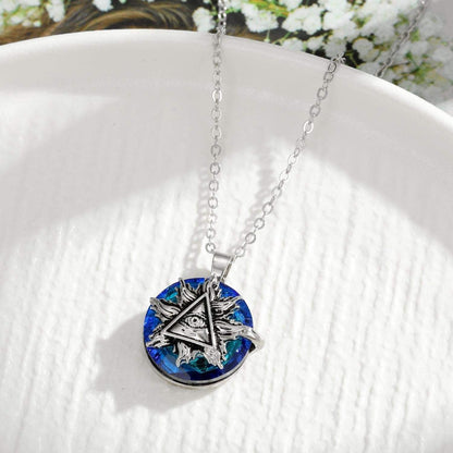Fashion Round Crystal Blue Evil Eye Necklace