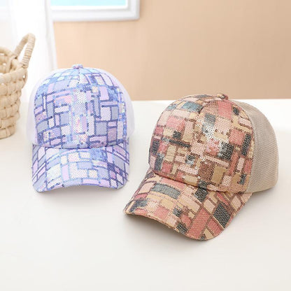 Summer Colorful Sequin Stitching Children's Mesh Cap