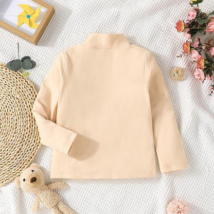 Girl's Half High Neck Long Sleeve Top