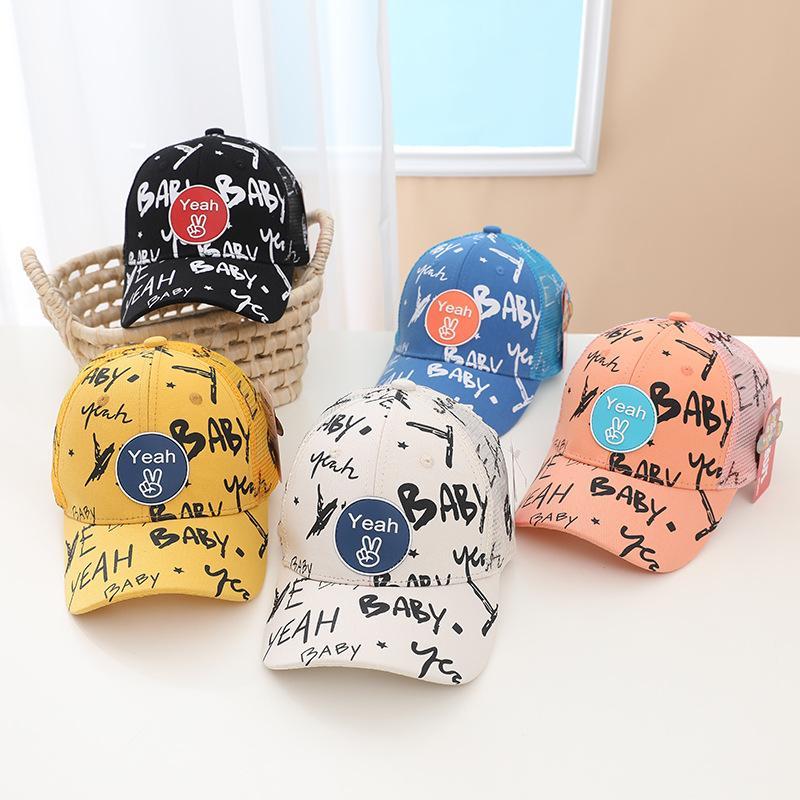 Children Graffiti Print Kids Sunshade Mesh Cap