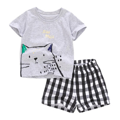 Short Sleeved Children's Suit Cotton Boys' Suit