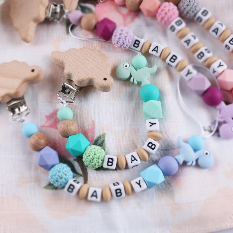 Natural Beech Baby Pacifier Clip Silicone Anti-drop Chain