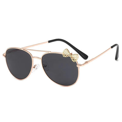 Kids Cute Bow Sunglasses Metal Frame Children Sun Glasses