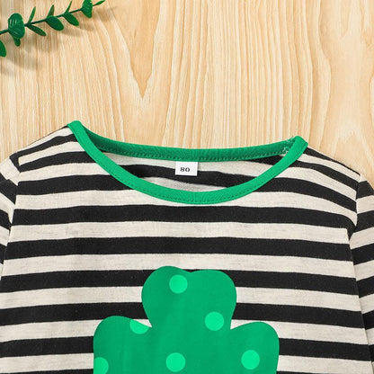 Children's Clothes Long Sleeve Striped Top Flared Pants Set