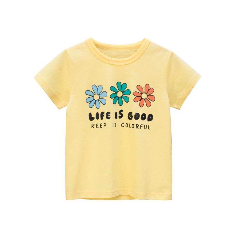 Children's short sleeved T-shirt girls' printed bottom shirt