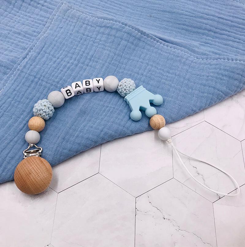 Silicone Crown Pacifier Clip Baby Teether Toy Anti-drop Chain