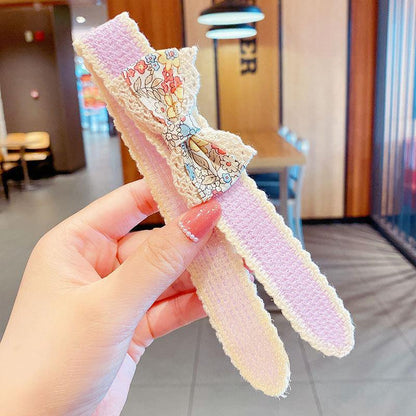 Bow Velcro Hair Hoop Girl's Knitted Wool Hair Accessories