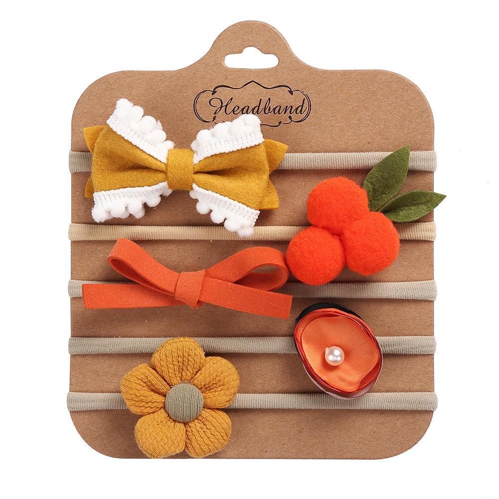 Handmade Bow Hair Band 5pcs/set Stretch Baby Headdress