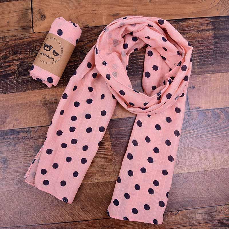 Children's Printed Dot Cotton and Hemp Warm Scarf