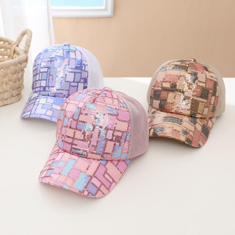 Summer Colorful Sequin Stitching Children's Mesh Cap