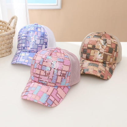 Summer Colorful Sequin Stitching Children's Mesh Cap