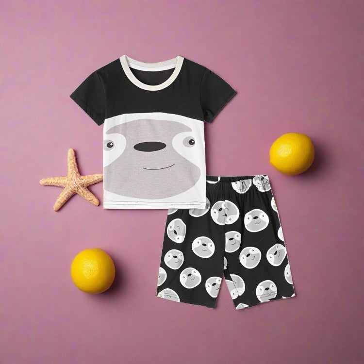 Children's short sleeve suit cotton cartoon two-piece set