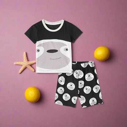 Children's short sleeve suit cotton cartoon two-piece set