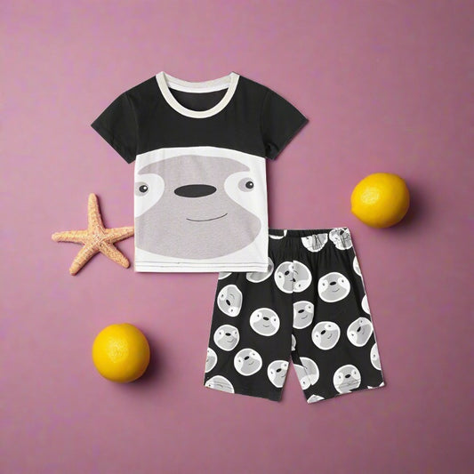 Children's short sleeve suit cotton cartoon two-piece set
