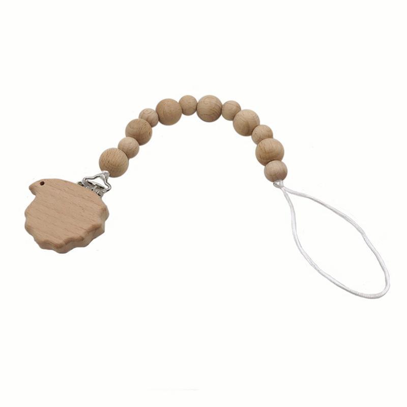 Baby Soothing Nipple Clip Beech Wood Nipple Anti-drop Chain