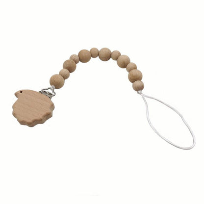 Baby Soothing Nipple Clip Beech Wood Nipple Anti-drop Chain