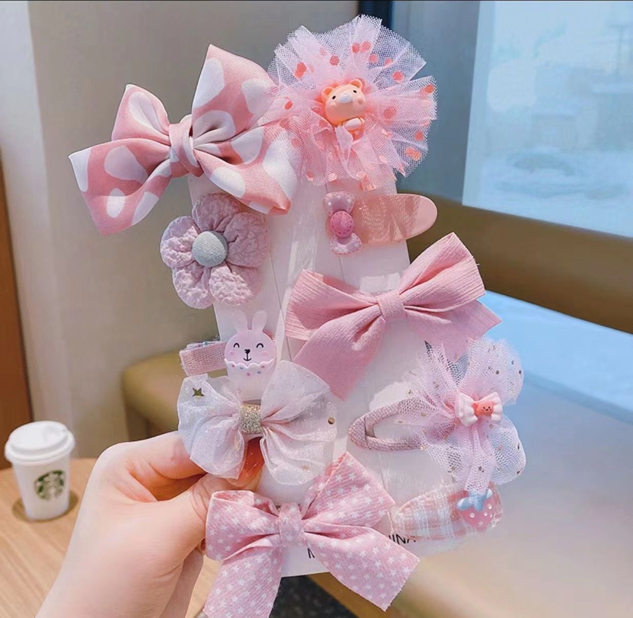 Children's Hairpin Set Bow Mesh Clip