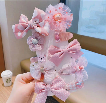 Children's Hairpin Set Bow Mesh Clip