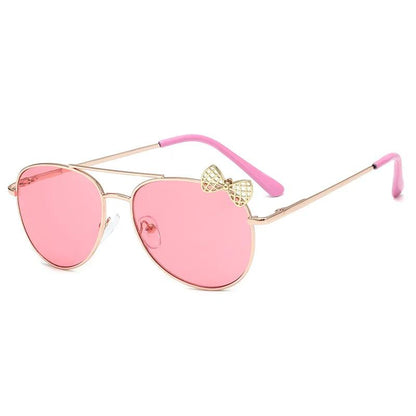 Kids Cute Bow Sunglasses Metal Frame Children Sun Glasses