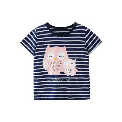 Children's cartoon cotton short sleeve round neck