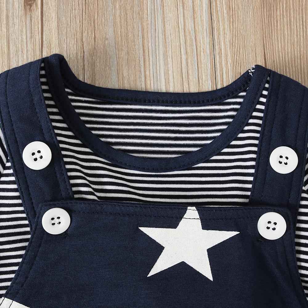 Top Striped Tee Strap Pants Children's Suit