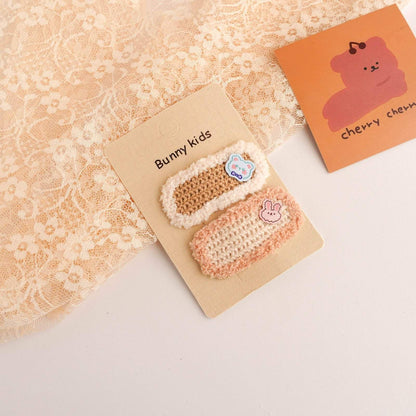 Children's Bear Wool Flower Hairpin