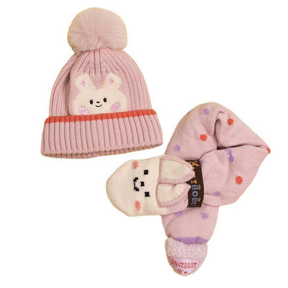 Cartoon Children's Warm Knit Hat Scarf