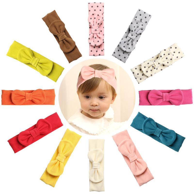 Baby Bow Headband Wave Dot Hair Band Solid Color