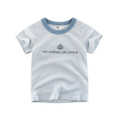 Children's short sleeve T-shirt stripe round neck top