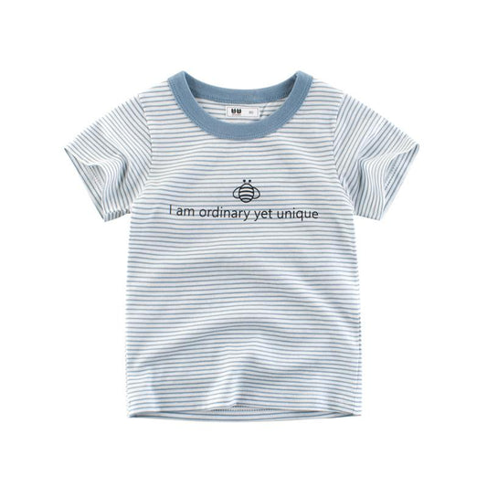 Children's short sleeve T-shirt stripe round neck top