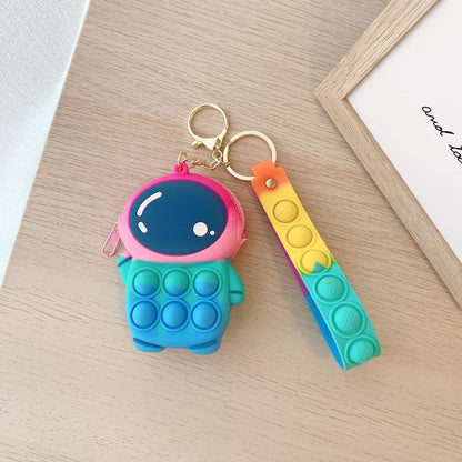 Small Keychain Coin Purse Spaceman Bear Fingertip Toy