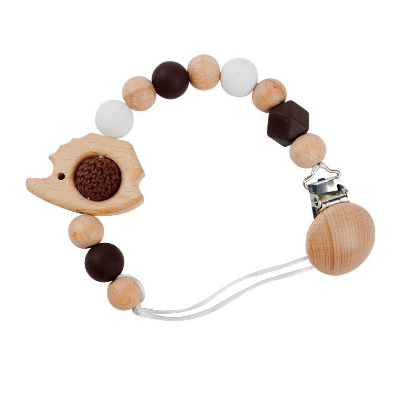 Pacifier Clip Anti-drop Chain Handmade of Beech and Silicone