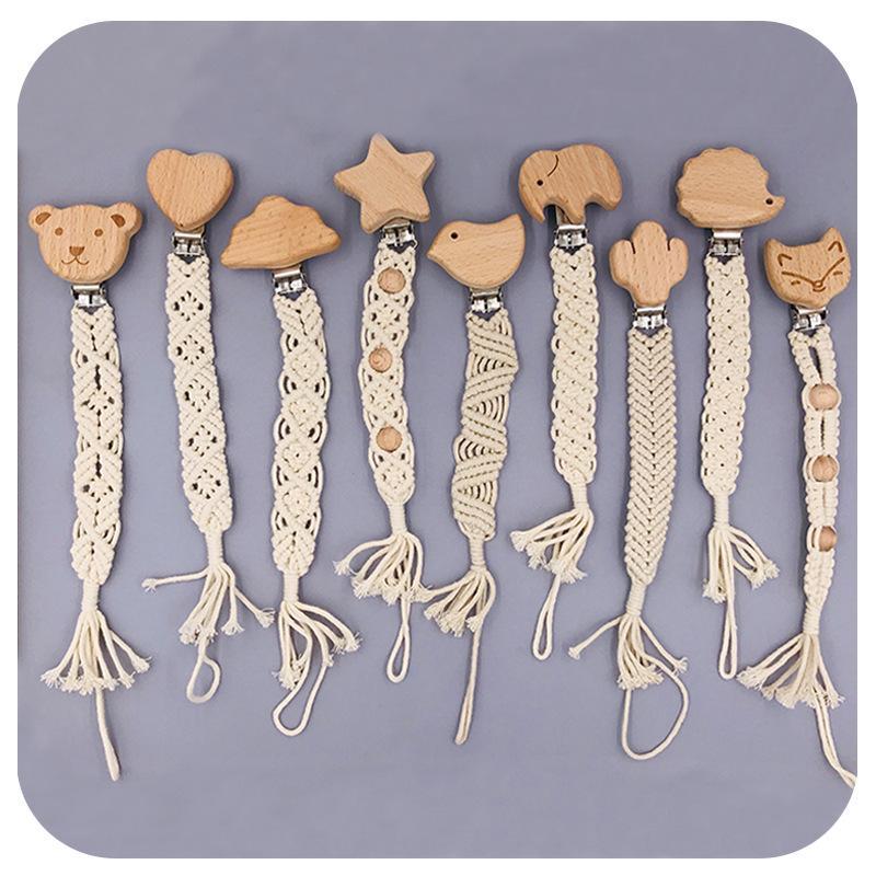 Beech Hand-woven Rope Pacifier Clip Anti-drop Chain