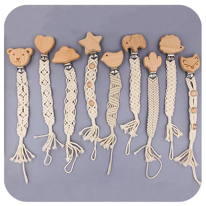Beech Hand-woven Rope Pacifier Clip Anti-drop Chain