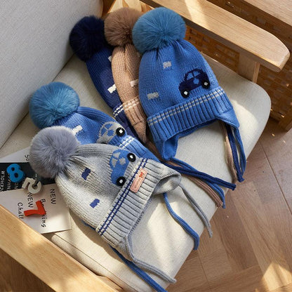 Children's Knitted and Cashmere Thickened Wool Ear Protection Warm Hat