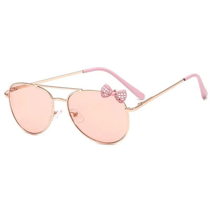 Kids Cute Bow Sunglasses Metal Frame Children Sun Glasses
