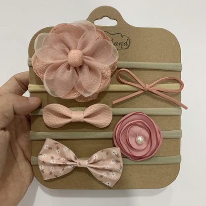 Handmade Bow Hair Band 5pcs/set Stretch Baby Headdress