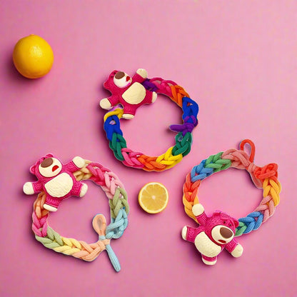 Strawberry Bear Woven Rubber Band Colorful Elastic Hair Tie