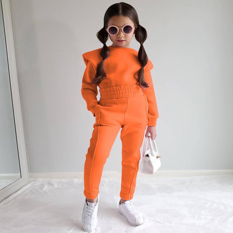 Children's Clothing Casual Long Sleeve Solid Color Sweater Set