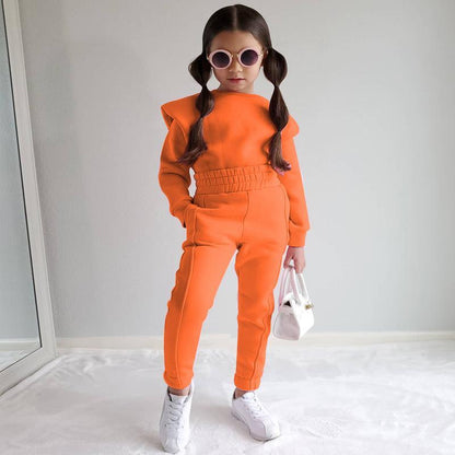 Children's Clothing Casual Long Sleeve Solid Color Sweater Set