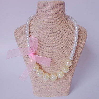 Clothing Ribbon Bow Accessories Children's Necklace Bracelet Set