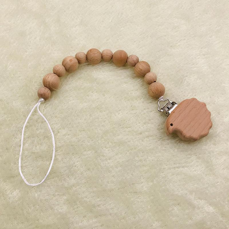 Baby Soothing Nipple Clip Beech Wood Nipple Anti-drop Chain