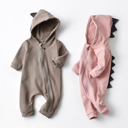 Solid color dinosaur infant long sleeve hooded zipper shirt