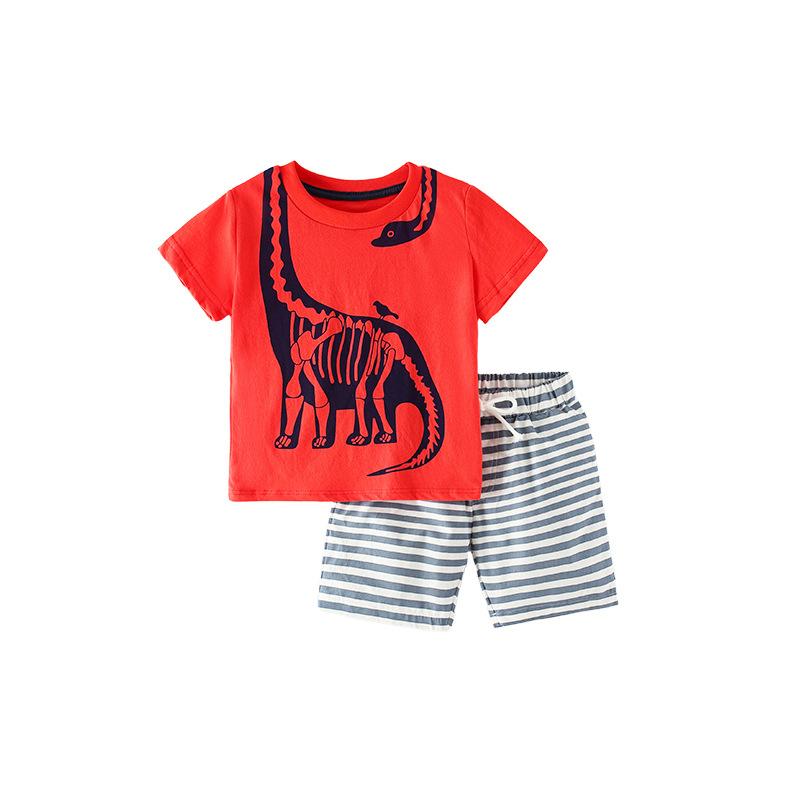 Striped cotton shorts short sleeve two piece set