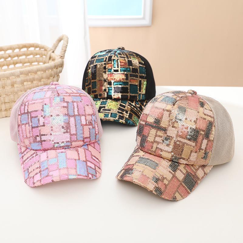 Summer Colorful Sequin Stitching Children's Mesh Cap