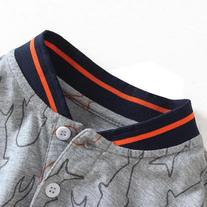 V-neck T-shirt open chest shirt boys' short sleeve