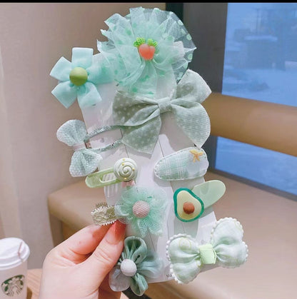 Children's Hairpin Set Bow Mesh Clip