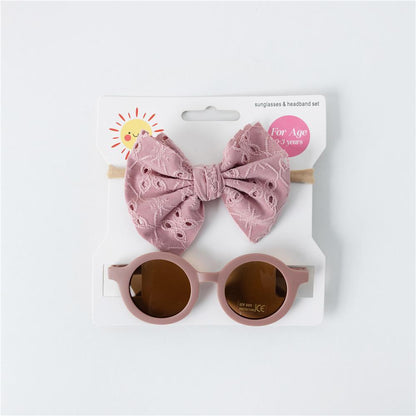 Children's Sunglasses Hollow Bow Hair Band 2pcs/Set